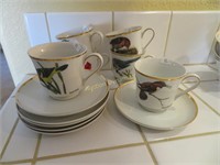 Berkley House China, Bird Cups and Saucers (6)
