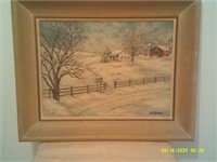 Signed Oil Painting - IE Haist -Country Winter