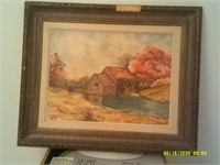 Signed Oil Painting - IE Haist - Autumn Mill