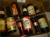 Box of 6 vintage beer bottles