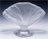 Lalique Crystal Ichor Fan Shaped Vase.