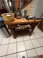Butcher block work table for kitchen