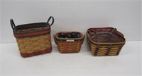 3 Longaberger Baskets Red, White, Blue