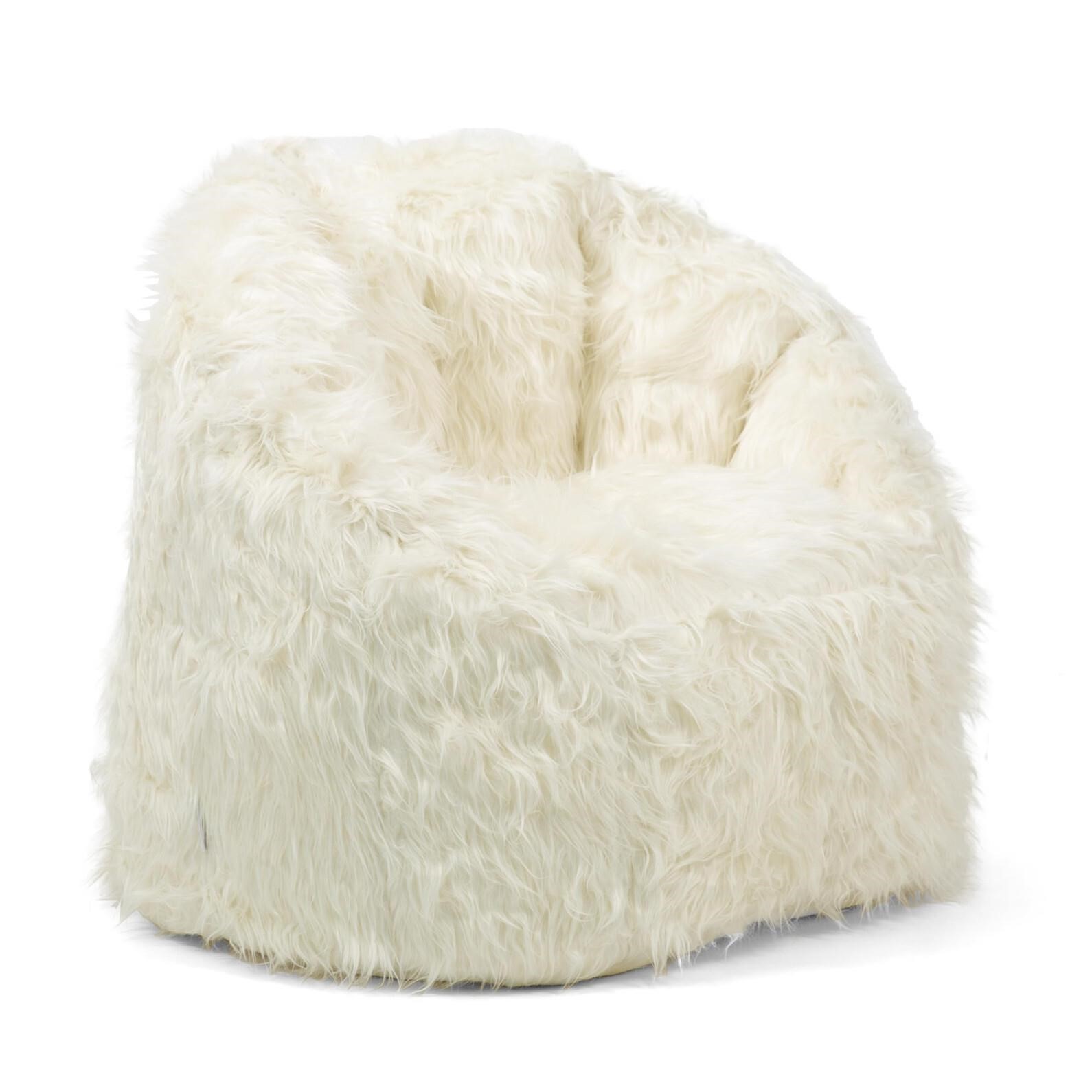 Big Joe Milano Bean Bag Chair, Ivory Shag Fur, So
