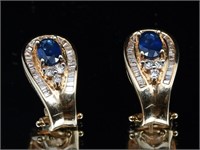 14K SAPPHIRE & DIAMOND EARRINGS