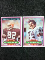 Football Cards Browns - Newsome. DeLeone.