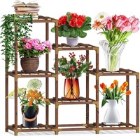 R1473  PHANCIR Plant Stand, 7 Pots Wood Shelf -