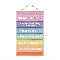Girls Motivational Hanging Canvas Wall Art with Wo