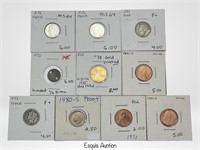 US Coins with Silver- Dimes & Pennies