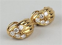 18K Gold & Diamond Clip-On Earrings.