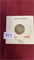 1913 BARBER DIME