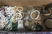 Box of Jewelry - Pins, Necklaces, Bracelets