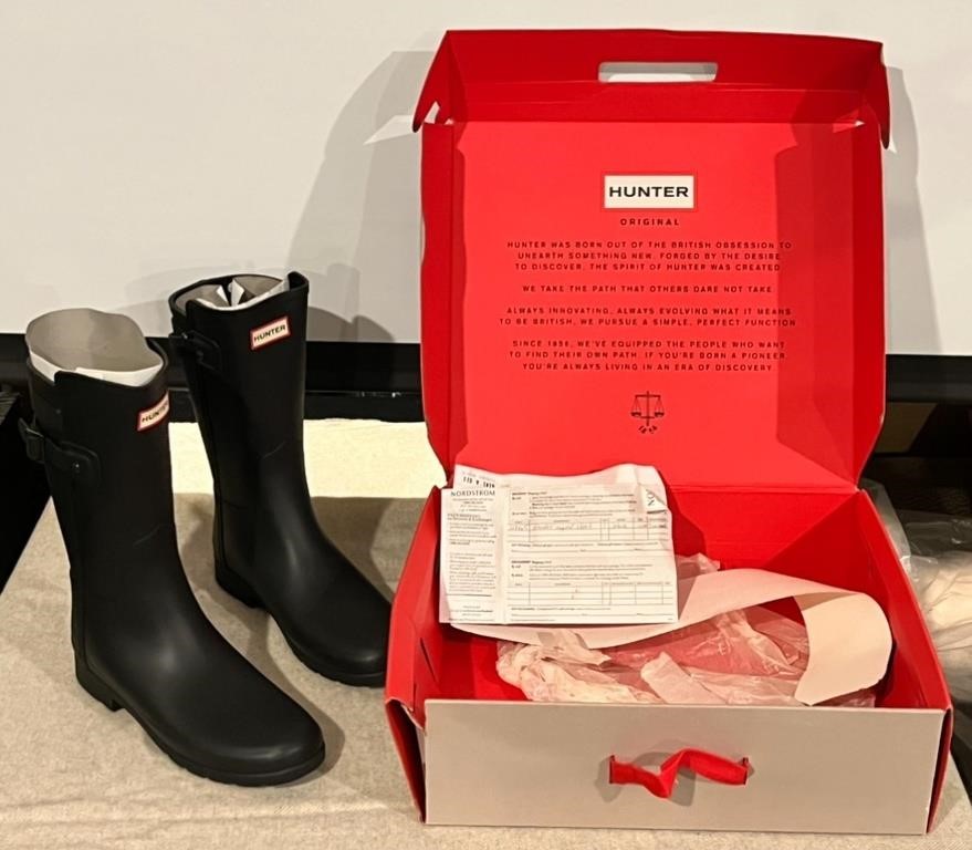 NEW Hunter Original Black Rain Boots Refined Strap