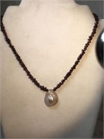 Garnet Bead Necklace with Mother of Pearl