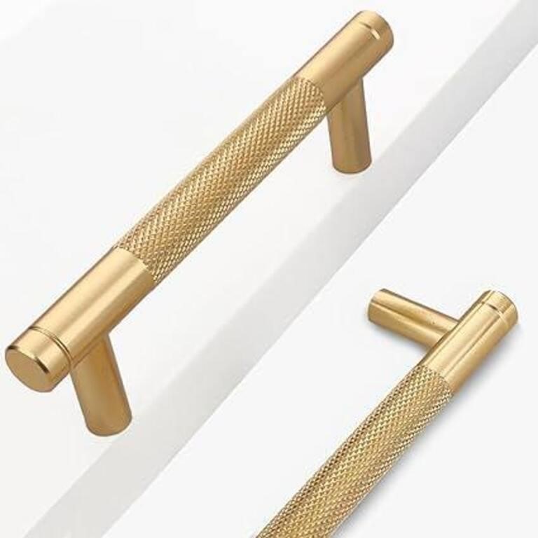 Gold Knurled Cabinet Pulls - 2 Pack