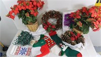 Misc Christmas Lot-Pine Cones, Poinsetta, & more