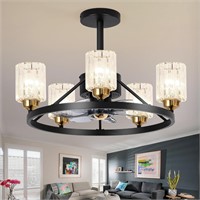 Chandelier Ceiling Fans with Lights  Black
