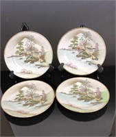 Set of 4 hand painted Japanese plates