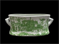 Small Green & White Porcelain Foot Bath