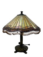 Tiffany Style Stained Glass Table Lamp w/  Jewels
