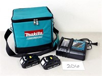 2 Makita 18V Batteries + Charger & Case (No Ship)