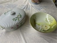 Hand painted bowl & casserole dish