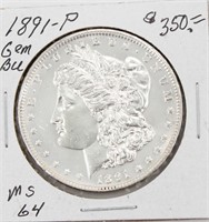1891-P Morgan Silver Dollar Coin BU