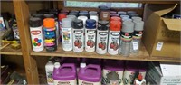 Shelf lot of spray paint