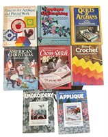 Assorted craft books - applique, quilts, cross-