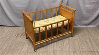 Mid Century Wooden Drop Side Baby Doll Crib