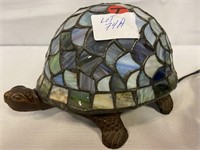 Turtle form  slag glass lamp  9”x5”