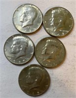 (5) Kennedy Half Dollars 40% Silver