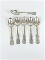 SIX RODEN BROS. STERLING LOUIS XV TEASPOONS