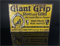 1920's Giant Grip Shoes and Calks Horse Shoe Sign