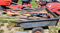 Garden cart; chain lifts; garden tools