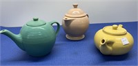 Vintage Fiesta , Bauer , Tea Pots , 3 Pcs