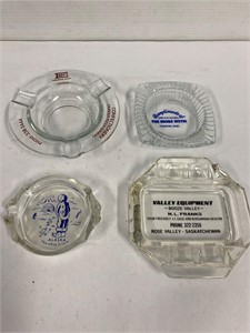 4 glass advertising ashtrays