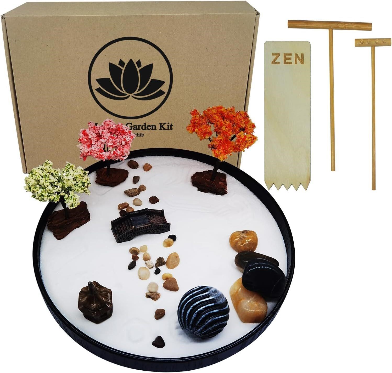 Zen Garden Kit with 9.5in Tray  Bamboo Tools