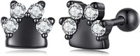 Black .50ct White Sapphire Paw Stud Earrings