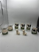 Cow/Sheep Glass Set & Pig Salt & Pepper Shakers