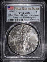 2021-(P) T-1 AMERICAN SILVER EAGLE PCGS MS70