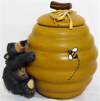 Honour Bear with Honey Cookie Jar 8"