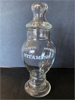 Vintage Glass Vitamins General Store Jar