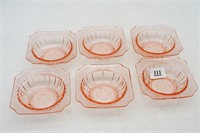 (6) Pink Depression Berry Bowls Glass Adam