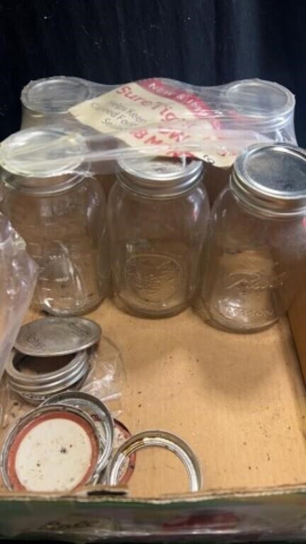 Jars-6 ball jars (qt. Small mouth) 2 Kerr qt.