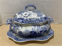 Small Blue & White Victoria Sauce Tureen with Lid