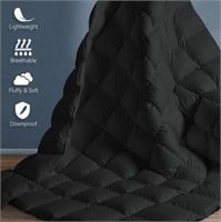 Goose Feather Comforter Oversized King  - BLACK