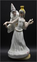 Porcelain Dancing Clown & Princess Musical Figure