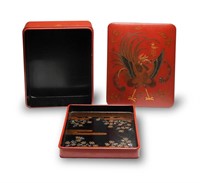 Japanese Lacquer Box with Phoenix