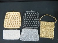 5 LADIES BEADED EVENING PURSES